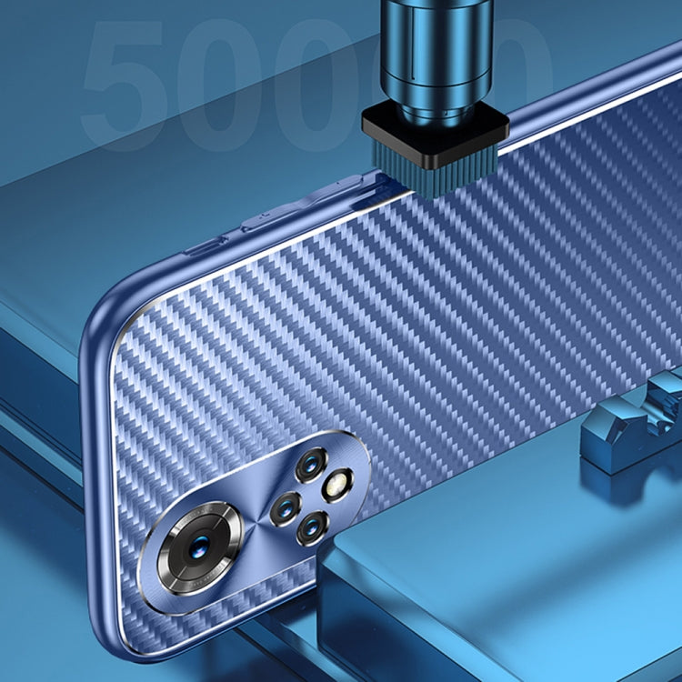 For Honor 50 SE Metal Frame Carbon Fiber Phone Case(Blue)