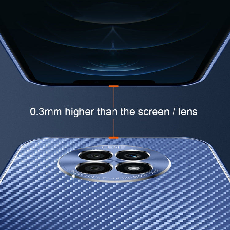 For Honor X20 Metal Frame Carbon Fiber Phone Case(Blue)