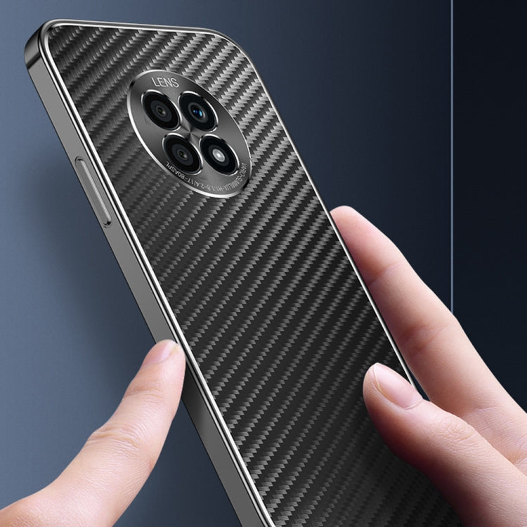 For Honor X20 Metal Frame Carbon Fiber Phone Case(Blue)