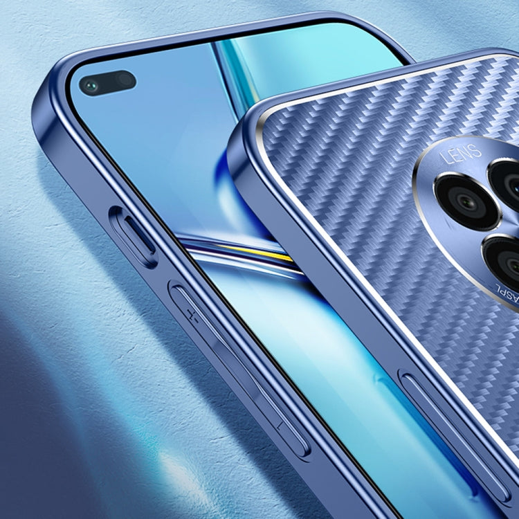 For Honor X20 Metal Frame Carbon Fiber Phone Case(Blue)