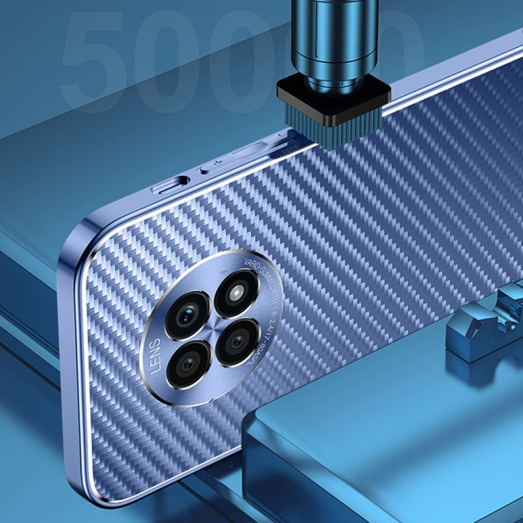 For Honor X20 Metal Frame Carbon Fiber Phone Case(Blue)