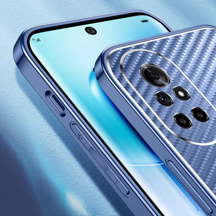 For Huawei nova 8 Metal Frame Carbon Fiber Phone Case(Purple)