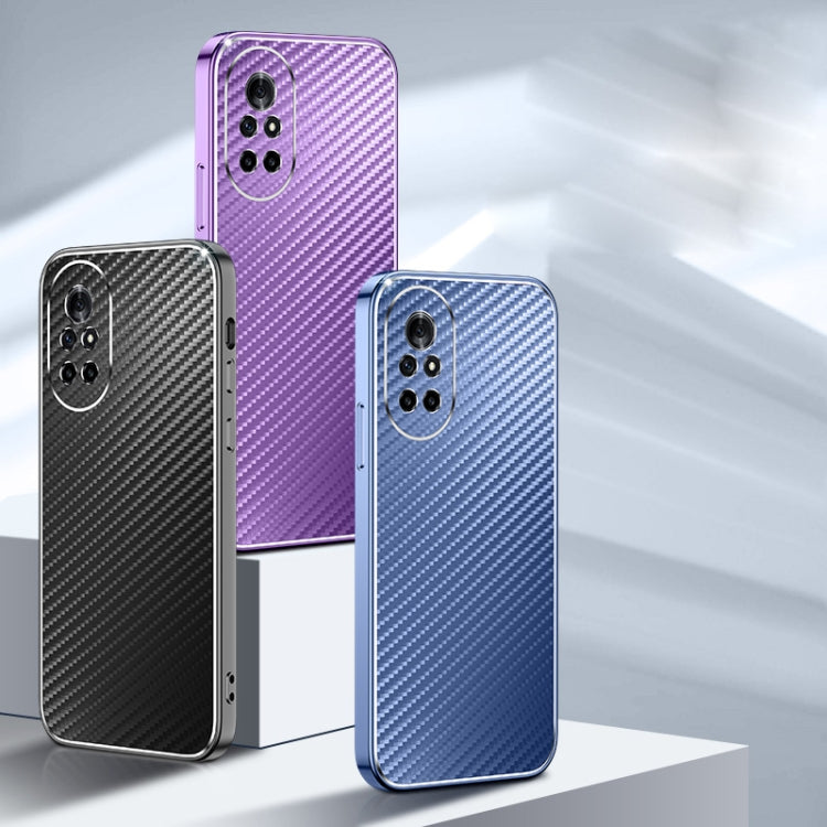 For Huawei nova 8 Pro Metal Frame Carbon Fiber Phone Case(Black)