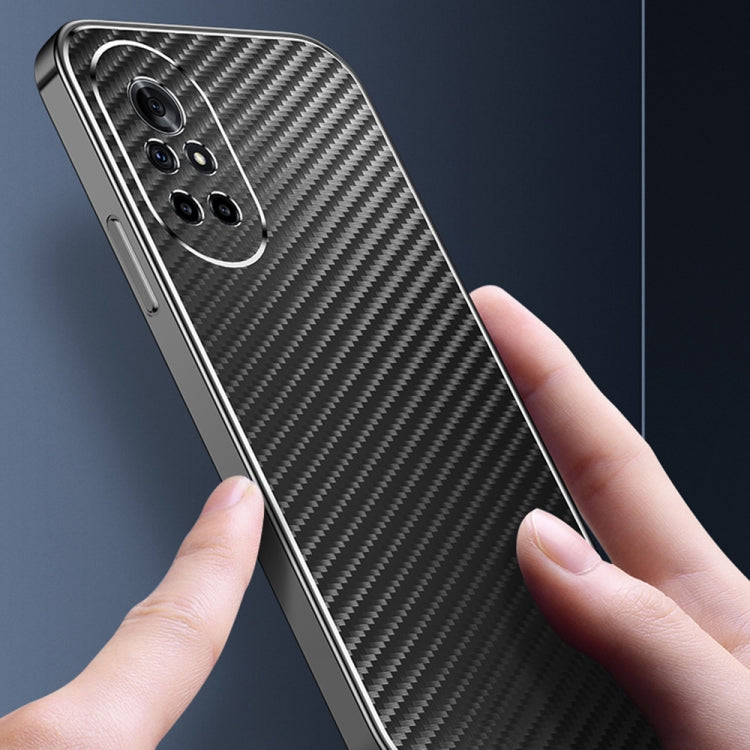 For Huawei nova 8 Pro Metal Frame Carbon Fiber Phone Case(Black)