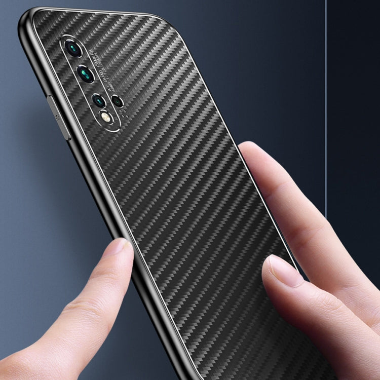 For Huawei nova 5 Pro Metal Frame Carbon Fiber Phone Case(Blue)