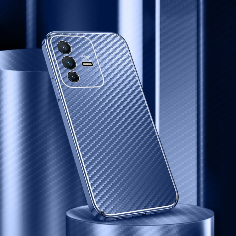 For vivo S12 Metal Frame Carbon Fiber Phone Case