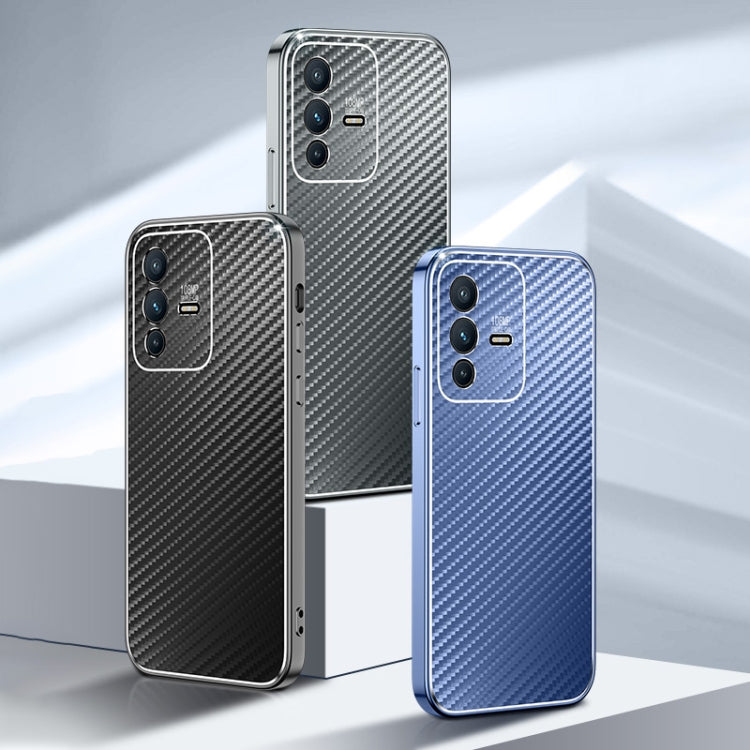 For vivo S12 Pro Metal Frame Carbon Fiber Phone Case(Black)