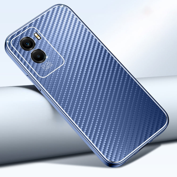 For vivo Y55s 5G Metal Frame Carbon Fiber Phone Case(Black)