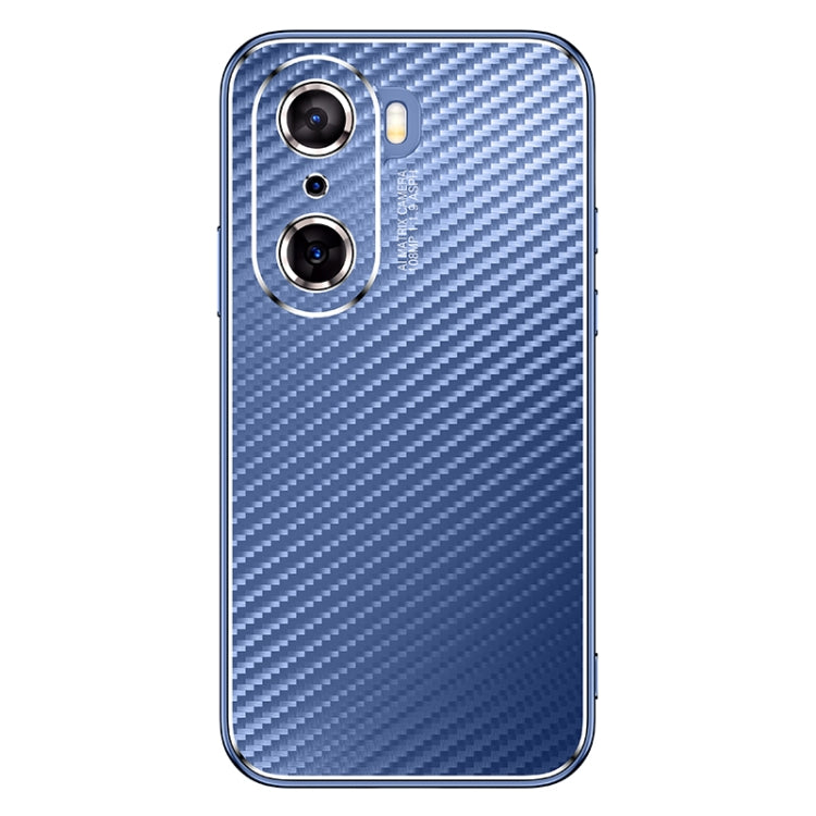 For Honor 60 Pro Metal Frame Carbon Fiber Phone Case(Blue)