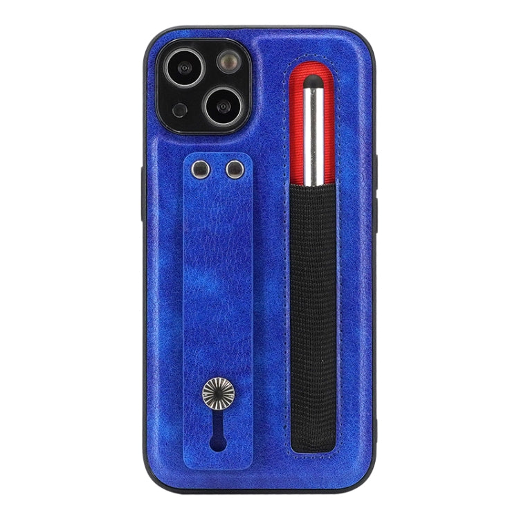 For iPhone 13 Leather Belt Shockproof Protective Phone Case with Touch Screen Pen & Holder