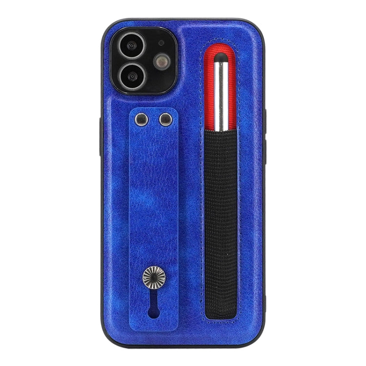 For iPhone 12 Leather Belt Shockproof Protective Phone Case with Touch Screen Pen & Holder