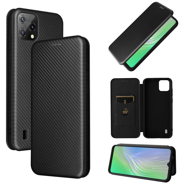 For Blackview A55 Carbon Fiber Texture Horizontal Flip PU Phone Case