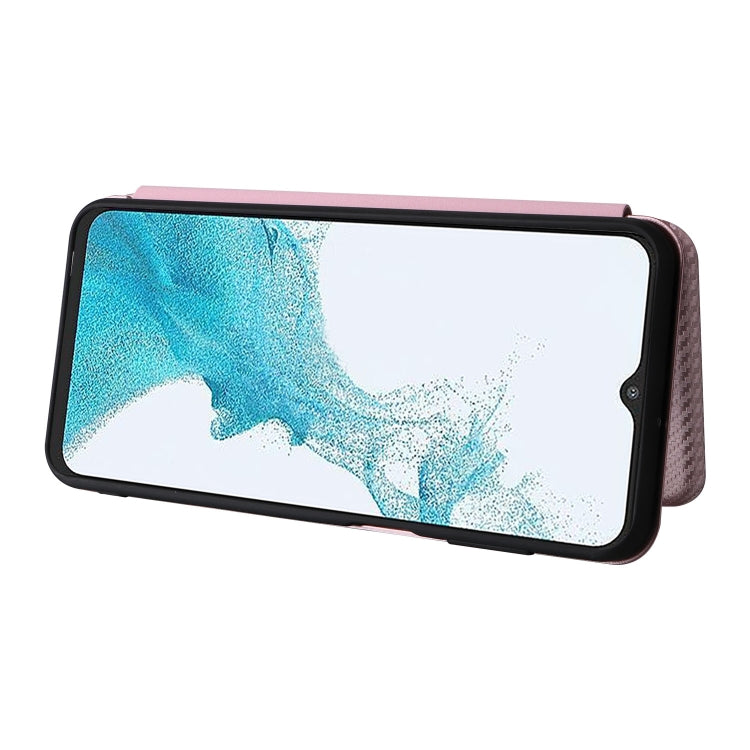 For Samsung Galaxy A23 5G Carbon Fiber Texture Horizontal Flip PU Phone Case