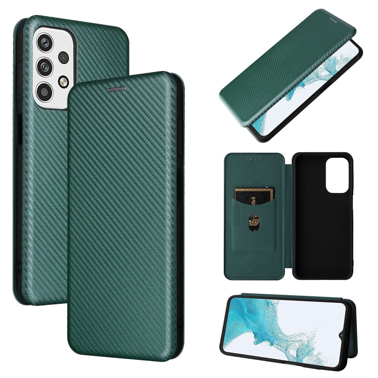 For Samsung Galaxy A23 5G Carbon Fiber Texture Horizontal Flip PU Phone Case