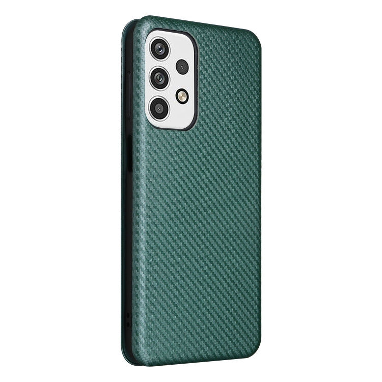 For Samsung Galaxy A23 5G Carbon Fiber Texture Horizontal Flip PU Phone Case