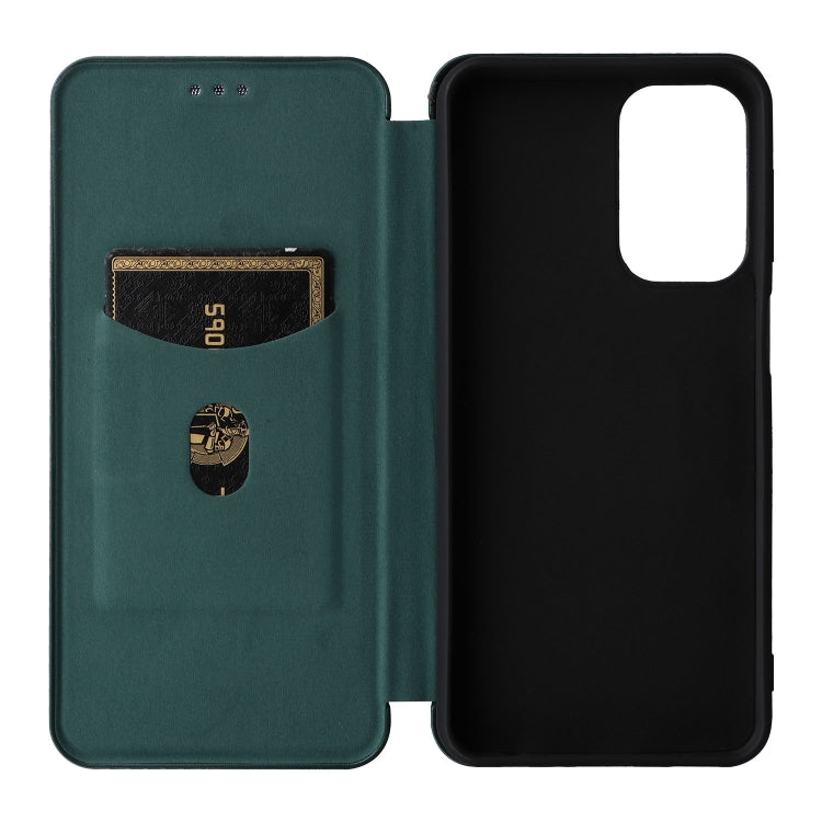 For Samsung Galaxy A23 5G Carbon Fiber Texture Horizontal Flip PU Phone Case