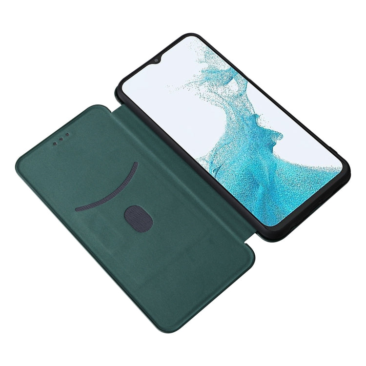 For Samsung Galaxy A23 5G Carbon Fiber Texture Horizontal Flip PU Phone Case