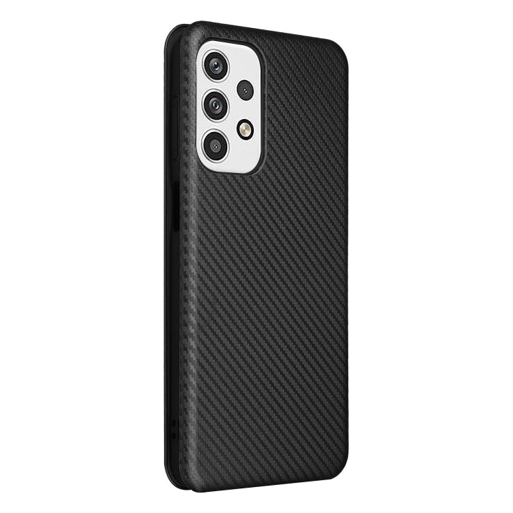 For Samsung Galaxy A23 5G Carbon Fiber Texture Horizontal Flip PU Phone Case