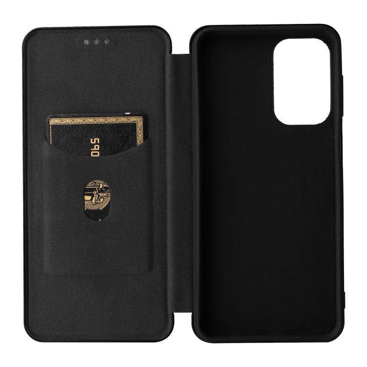 For Samsung Galaxy A23 5G Carbon Fiber Texture Horizontal Flip PU Phone Case