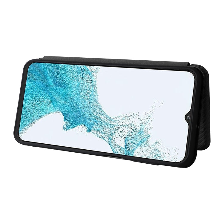 For Samsung Galaxy A23 5G Carbon Fiber Texture Horizontal Flip PU Phone Case