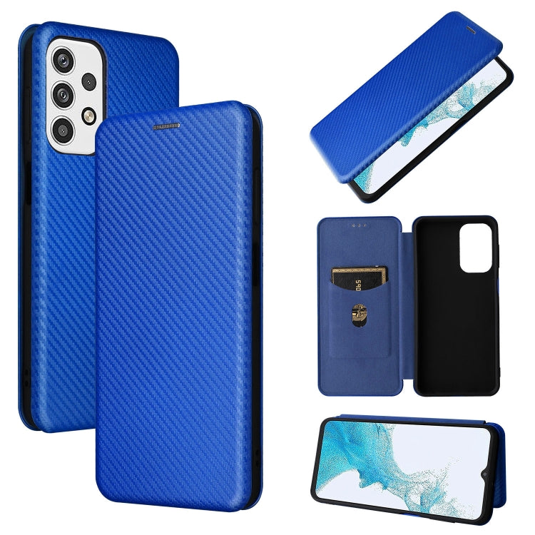 For Samsung Galaxy A23 5G Carbon Fiber Texture Horizontal Flip PU Phone Case