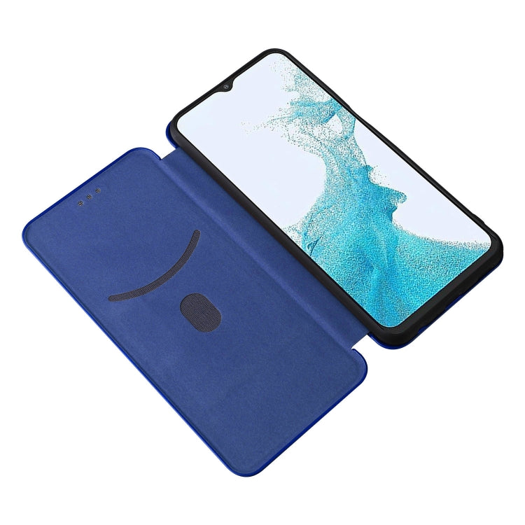 For Samsung Galaxy A23 5G Carbon Fiber Texture Horizontal Flip PU Phone Case