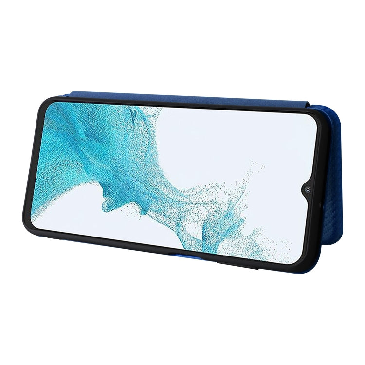 For Samsung Galaxy A23 5G Carbon Fiber Texture Horizontal Flip PU Phone Case