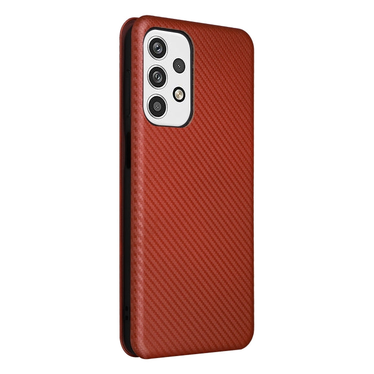 For Samsung Galaxy A23 5G Carbon Fiber Texture Horizontal Flip PU Phone Case