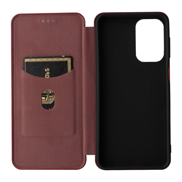 For Samsung Galaxy A23 5G Carbon Fiber Texture Horizontal Flip PU Phone Case