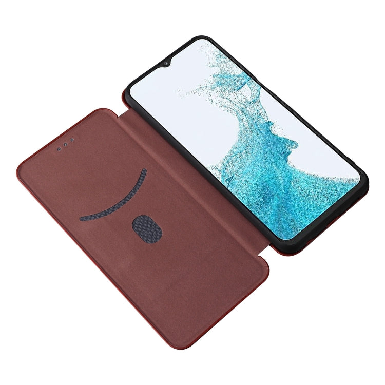 For Samsung Galaxy A23 5G Carbon Fiber Texture Horizontal Flip PU Phone Case