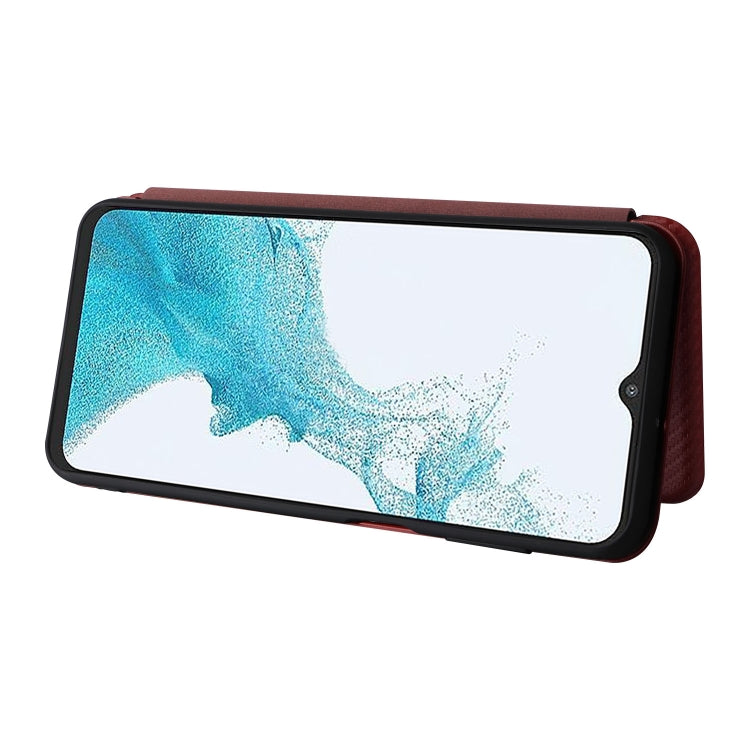 For Samsung Galaxy A23 5G Carbon Fiber Texture Horizontal Flip PU Phone Case