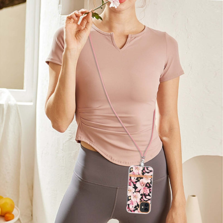 For iPhone 11 Flowers Series TPU Phone Case with Lanyard