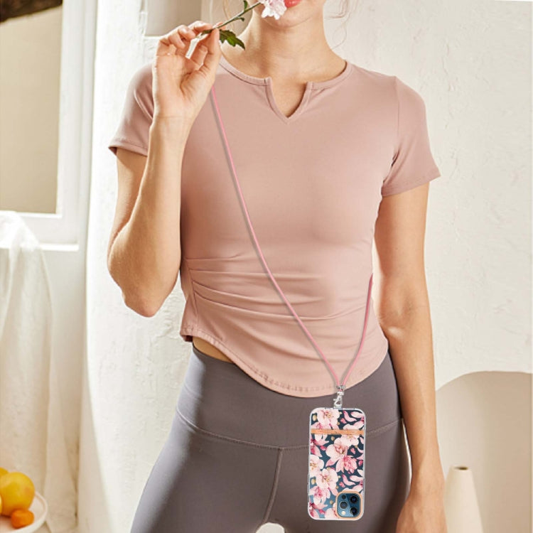For iPhone 12 Pro Max Flowers Series TPU Phone Case with Lanyard