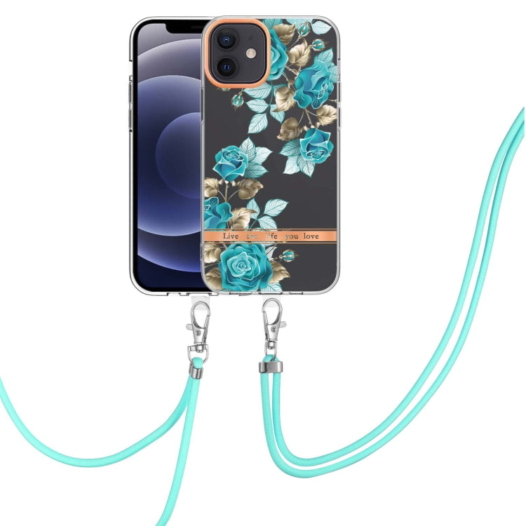 For iPhone 12 Flowers Series TPU Phone Case with Lanyard