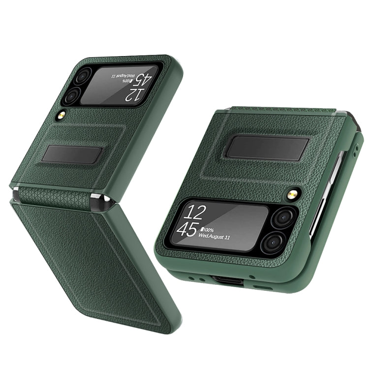 For Samsung Galaxy Z Flip3 5G Litchi Texture Hinge Holder Phone Case