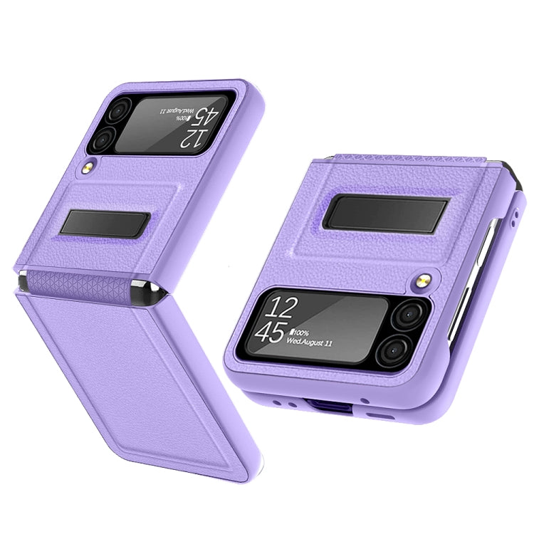 For Samsung Galaxy Z Flip3 5G Litchi Texture Hinge Holder Phone Case