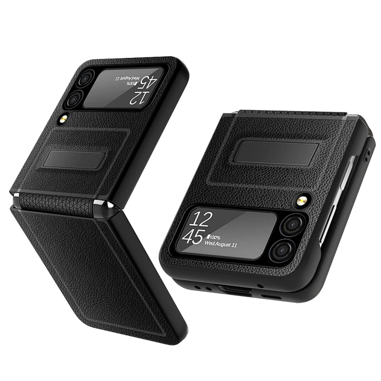 For Samsung Galaxy Z Flip3 5G Litchi Texture Hinge Holder Phone Case