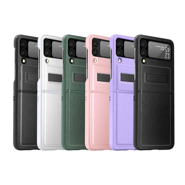 For Samsung Galaxy Z Flip3 5G Litchi Texture Hinge Holder Phone Case