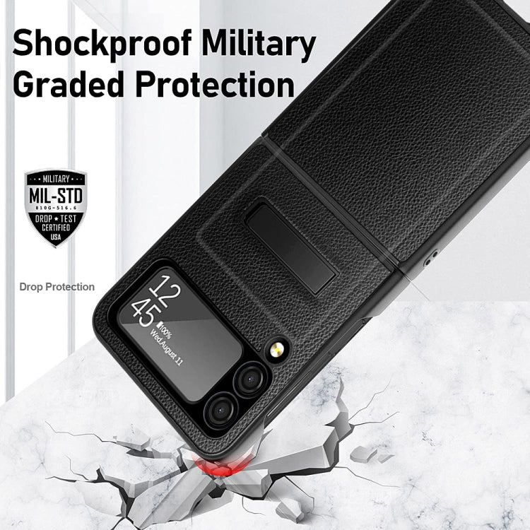 For Samsung Galaxy Z Flip3 5G Litchi Texture Hinge Holder Phone Case
