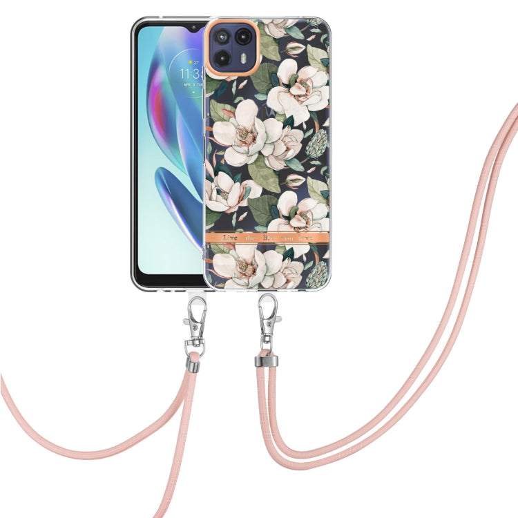 For Motorola Moto G50 5G Flowers Series TPU Phone Case with Lanyard