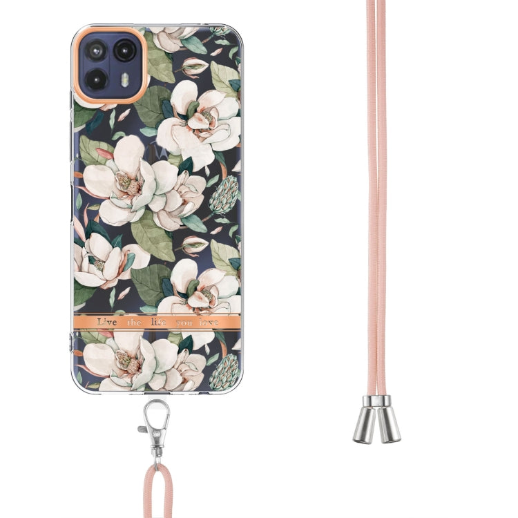 For Motorola Moto G50 5G Flowers Series TPU Phone Case with Lanyard