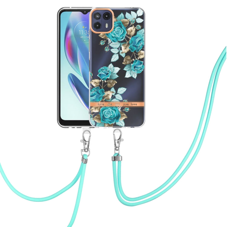 For Motorola Moto G50 5G Flowers Series TPU Phone Case with Lanyard