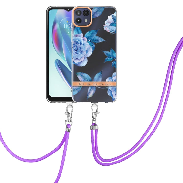 For Motorola Moto G50 5G Flowers Series TPU Phone Case with Lanyard