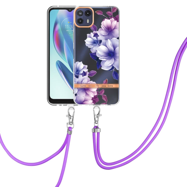 For Motorola Moto G50 5G Flowers Series TPU Phone Case with Lanyard