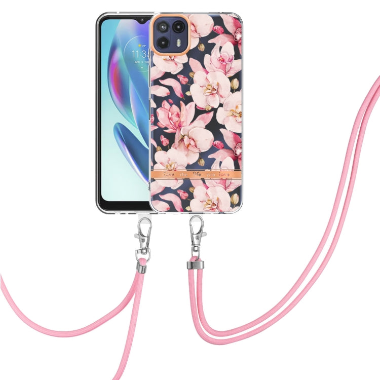 For Motorola Moto G50 5G Flowers Series TPU Phone Case with Lanyard