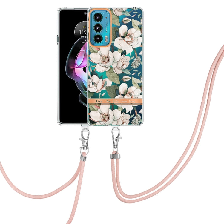 For Motorola Edge 20 Flowers Series TPU Phone Case with Lanyard