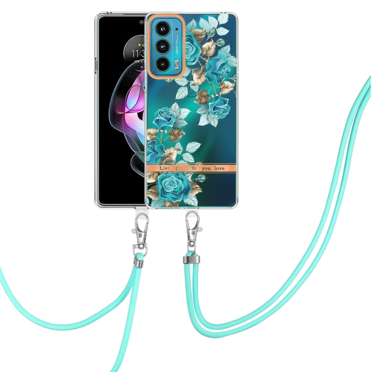 For Motorola Edge 20 Flowers Series TPU Phone Case with Lanyard