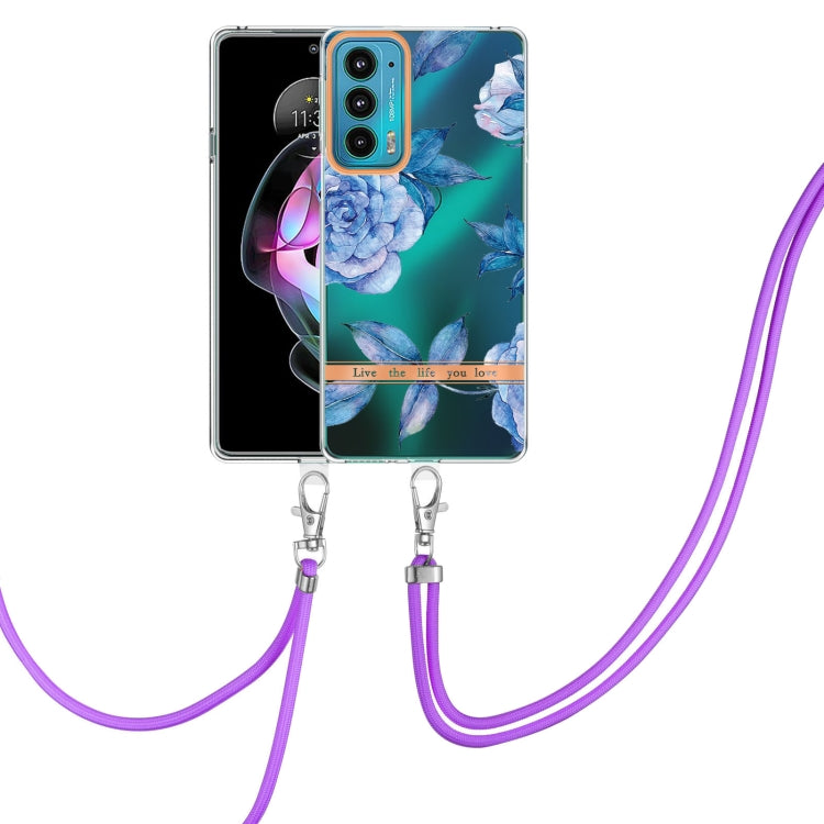 For Motorola Edge 20 Flowers Series TPU Phone Case with Lanyard