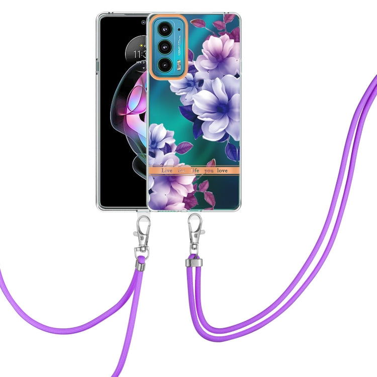 For Motorola Edge 20 Flowers Series TPU Phone Case with Lanyard