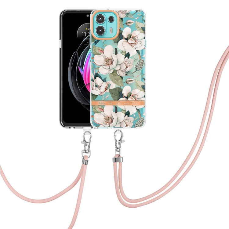 For Motorola Edge 20 Lite Flowers Series TPU Phone Case with Lanyard